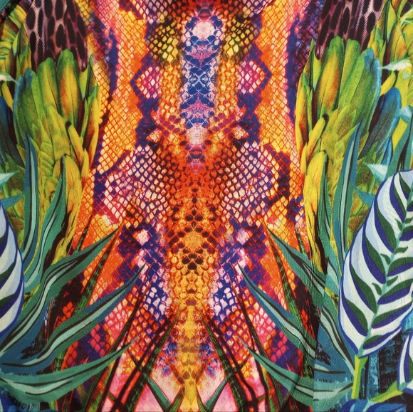 Multi Colored Snake Print Off Shoulder Crop Top SZ XL by Venus - Picture 3 of 11